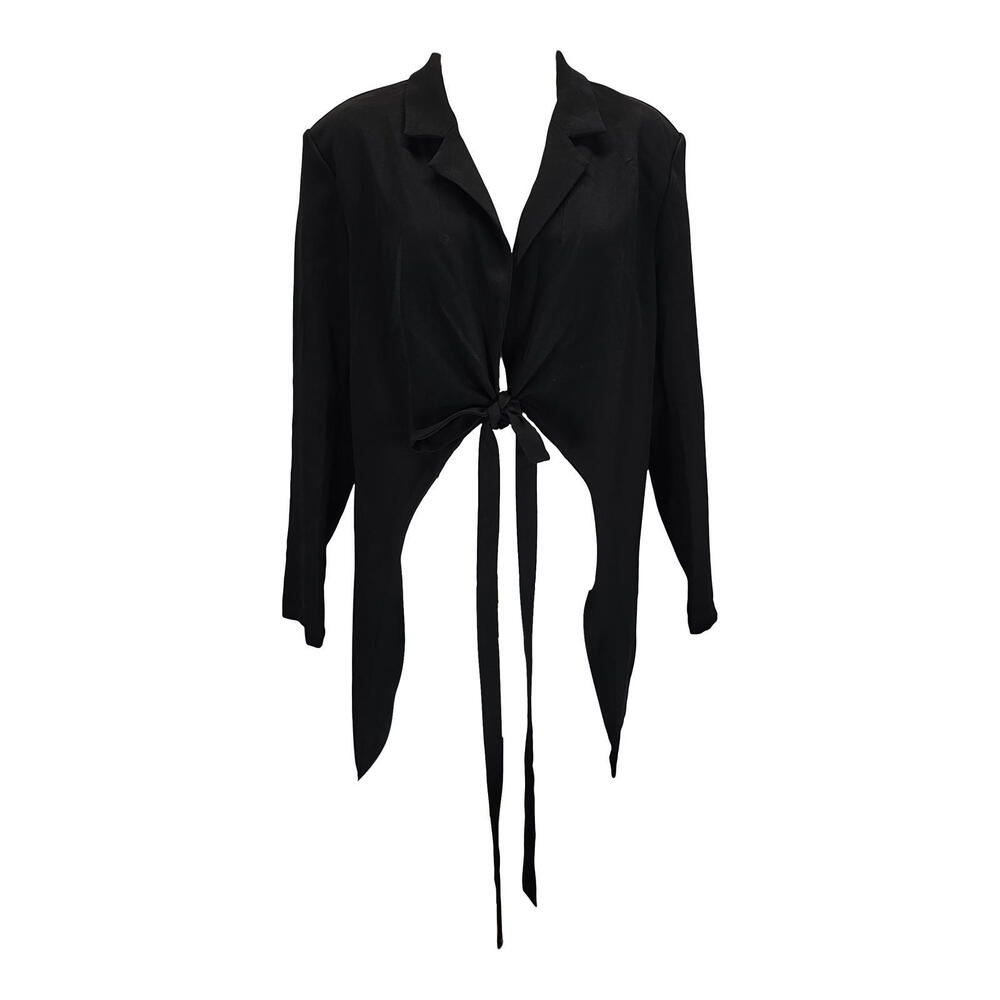 Shein Long Tail Chic Black Tie-Front Women's Blazer Jacket/XL